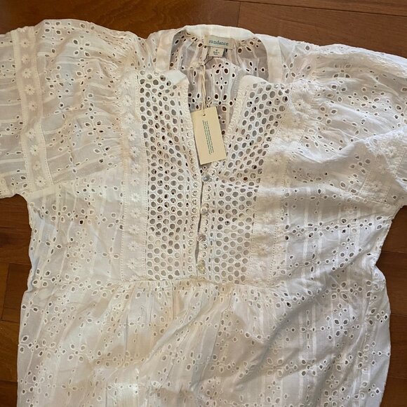 NWT Sundance "Eyelet Symphony" blouse in cream, small - Picture 8 of 8